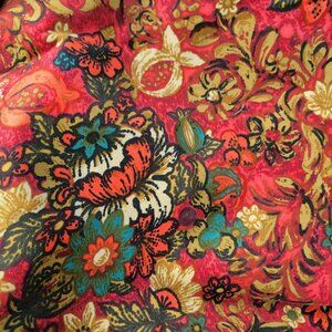 VTG 70s Big Floral Brushed Rayon Upholstery Fabric Pink Gold Blue 55" x 113"